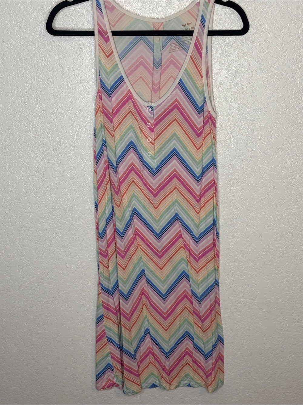 Little Sleepies Luna Multi Color Chevron Print Snap Nightgown Size Small